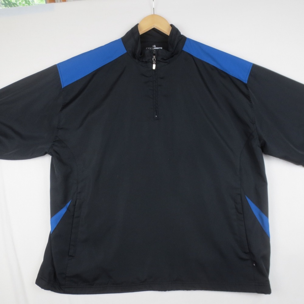 Grand Slam Golf Pullover Jacket Mens Large Black Blue 1/4 Zip Casual Lightweight